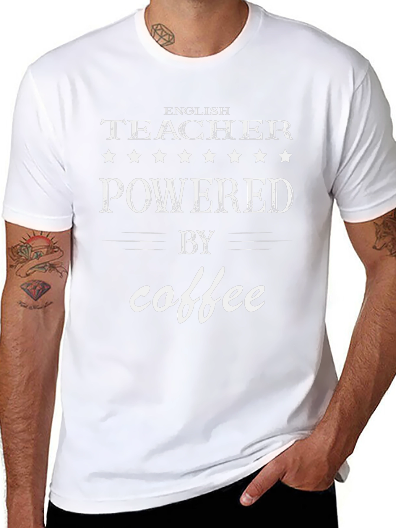 English Teacher Powered by Coffee Graphic Tee