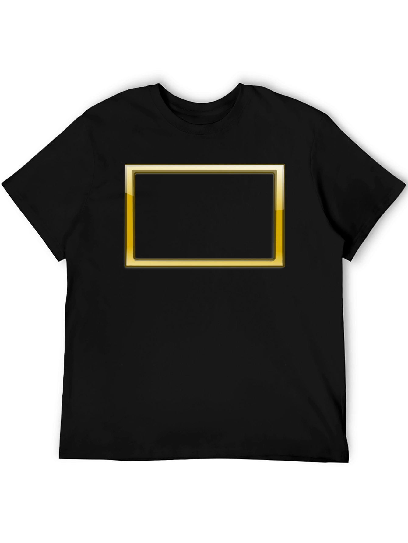 Black Graphic Tee with Gold Border Design