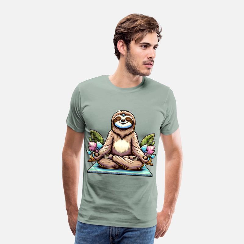 Meditative Sloth with Lotus Flowers Tranquility