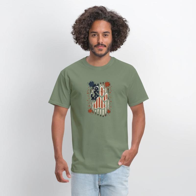 Memorial Day Dog Paw Print American Flag USA 4th