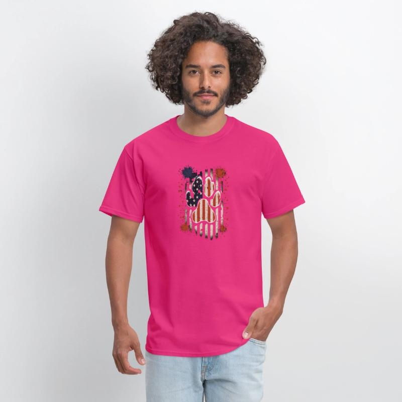 Memorial Day Dog Paw Print American Flag USA 4th
