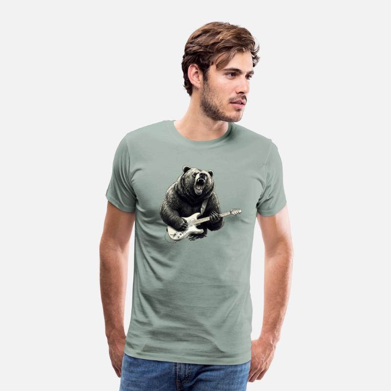 Mens Rock and Roll Bear Electric Guitar Music Band