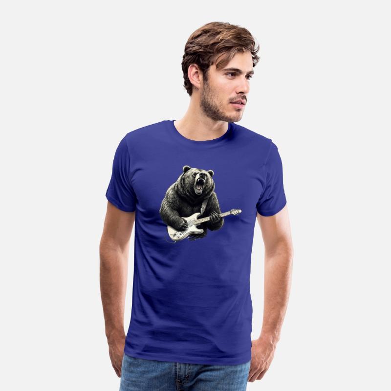 Mens Rock and Roll Bear Electric Guitar Music Band