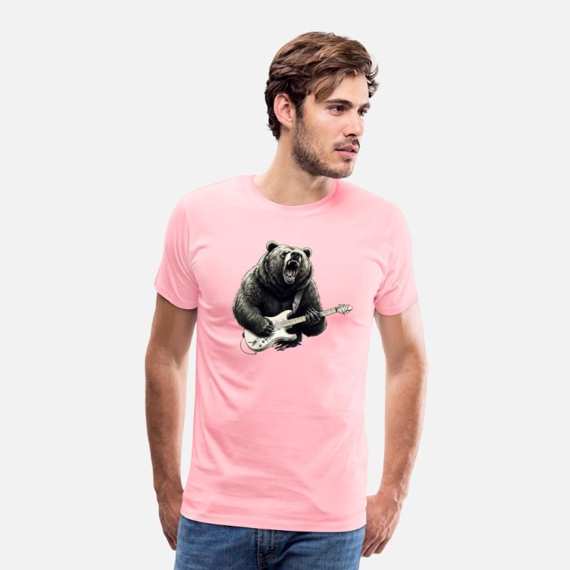 Mens Rock and Roll Bear Electric Guitar Music Band