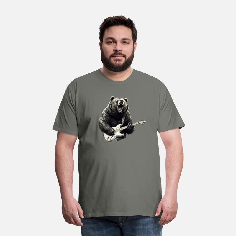 Mens Rock and Roll Bear Electric Guitar Music Band