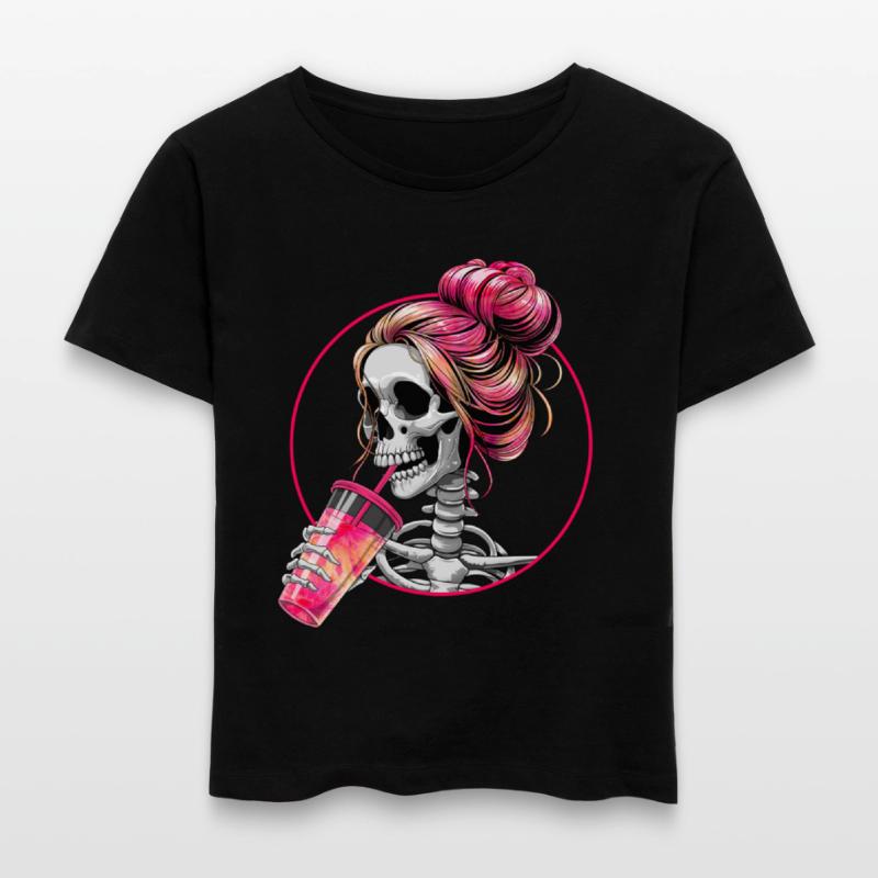 Messy Bun Skeleton With Iced Coffee