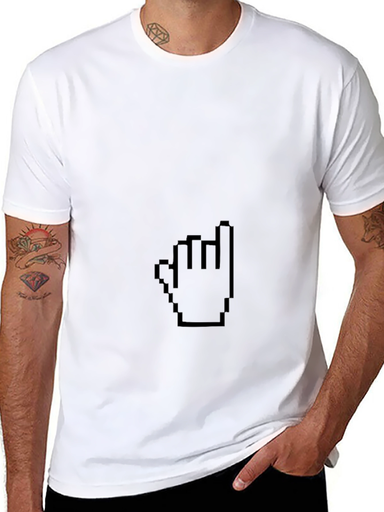 Pixel Hand Pointer Black T-Shirt