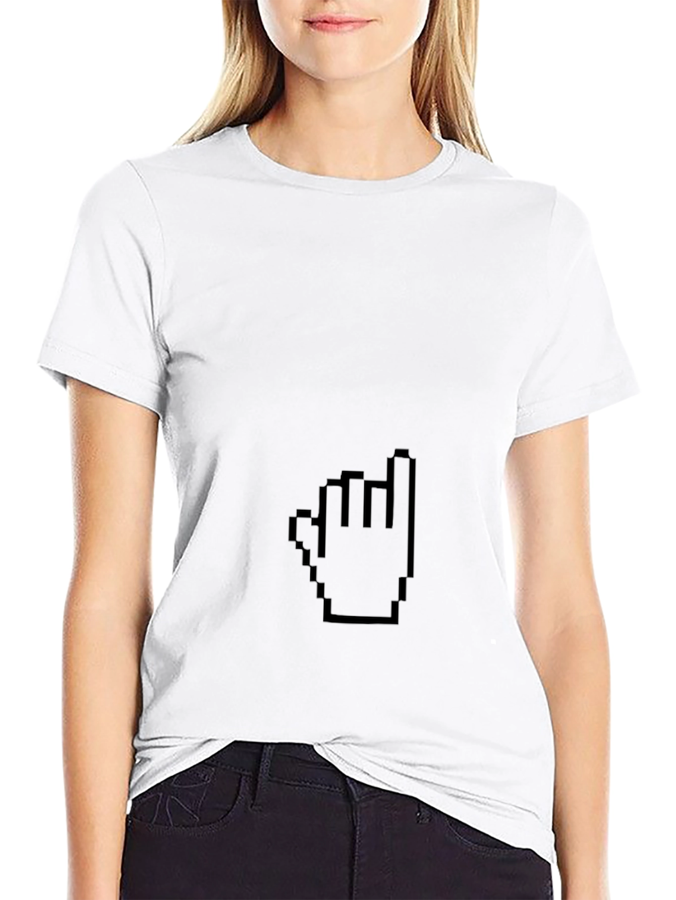 Pixel Hand Pointer Black T-Shirt