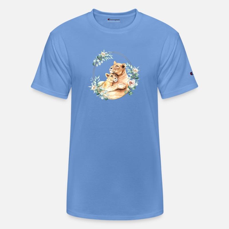 Mommy and Baby Lion in a Floral Gold Wreath Frame