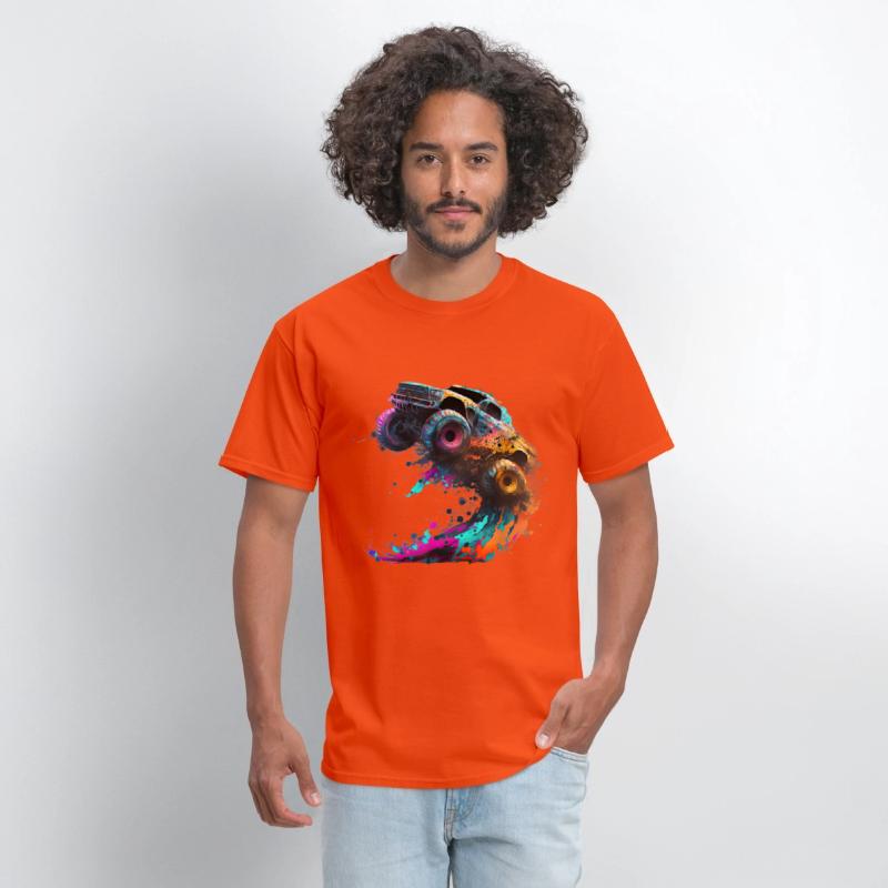 Monster Truck Jump Off Road Vehicle Colorful Dirt