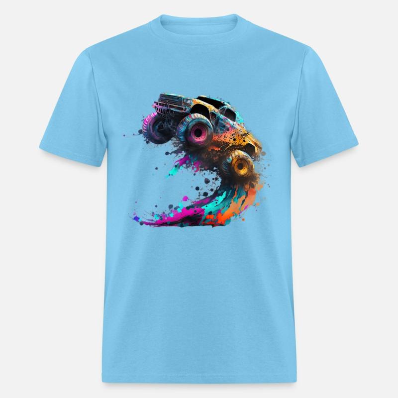 Monster Truck Jump Off Road Vehicle Colorful Dirt