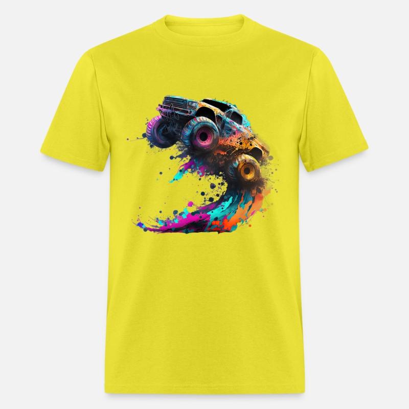Monster Truck Jump Off Road Vehicle Colorful Dirt