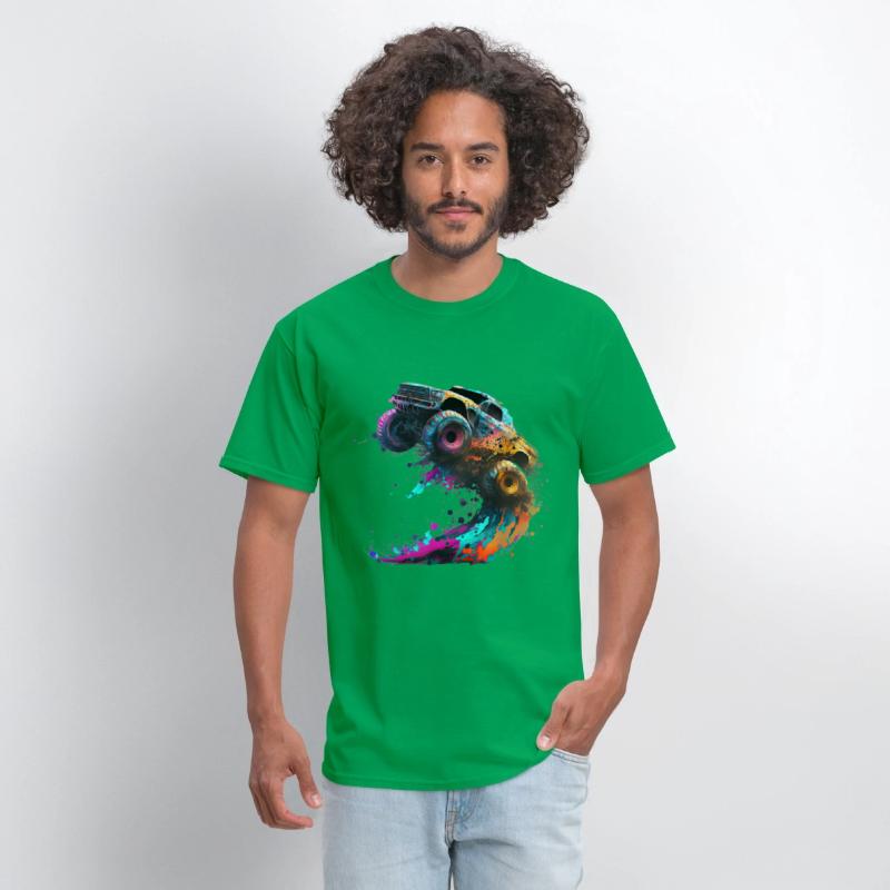 Monster Truck Jump Off Road Vehicle Colorful Dirt