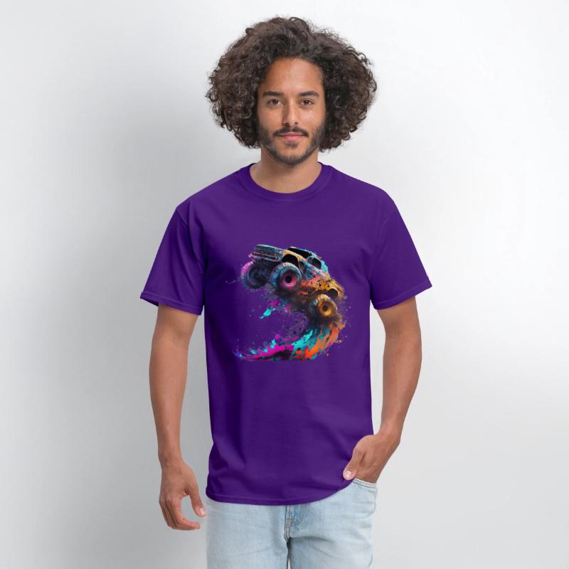 Monster Truck Jump Off Road Vehicle Colorful Dirt