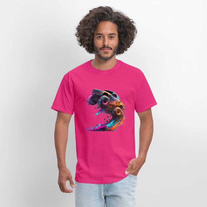 Monster Truck Jump Off Road Vehicle Colorful Dirt