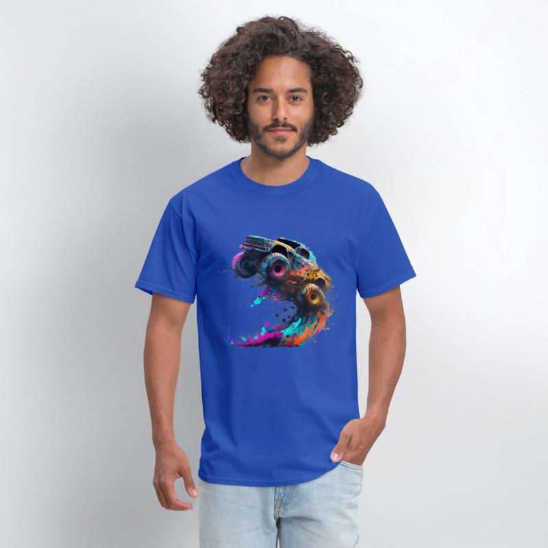 Monster Truck Jump Off Road Vehicle Colorful Dirt