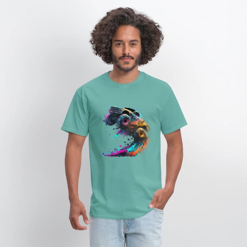 Monster Truck Jump Off Road Vehicle Colorful Dirt