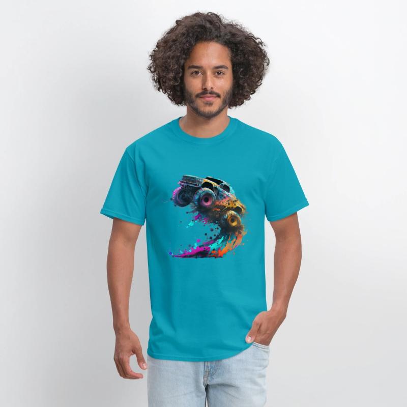 Monster Truck Jump Off Road Vehicle Colorful Dirt