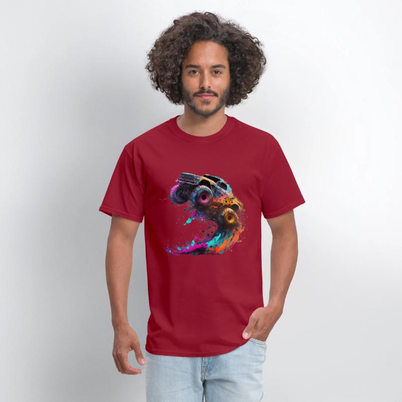 Monster Truck Jump Off Road Vehicle Colorful Dirt