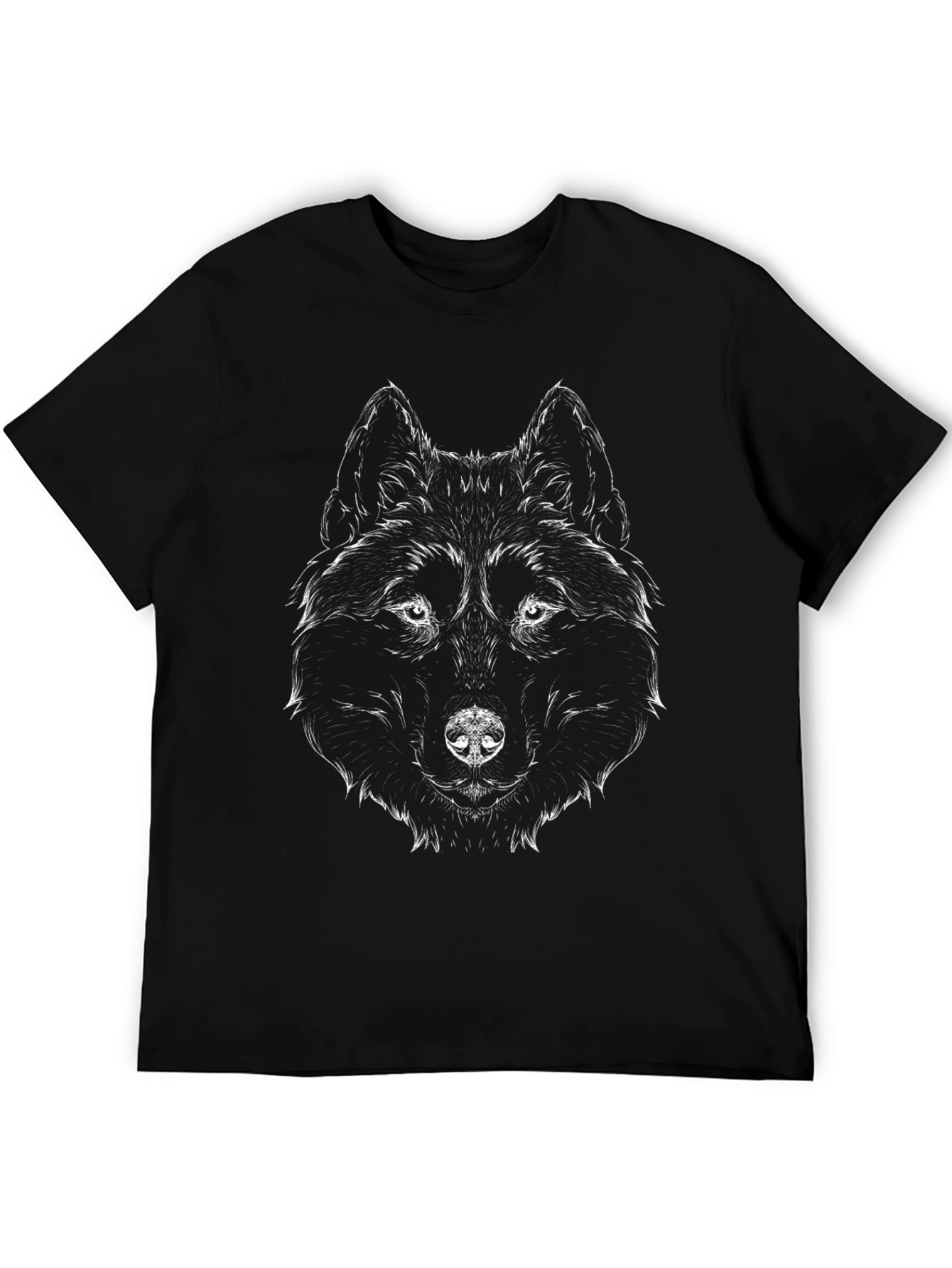 Wolf Graphic T-Shirt - Black Crew Neck Tee