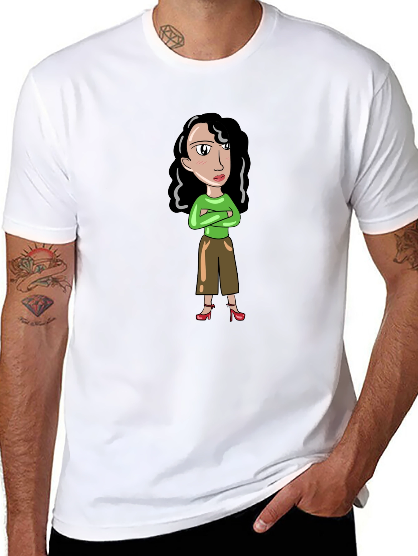Cartoon Woman Graphic T-Shirt