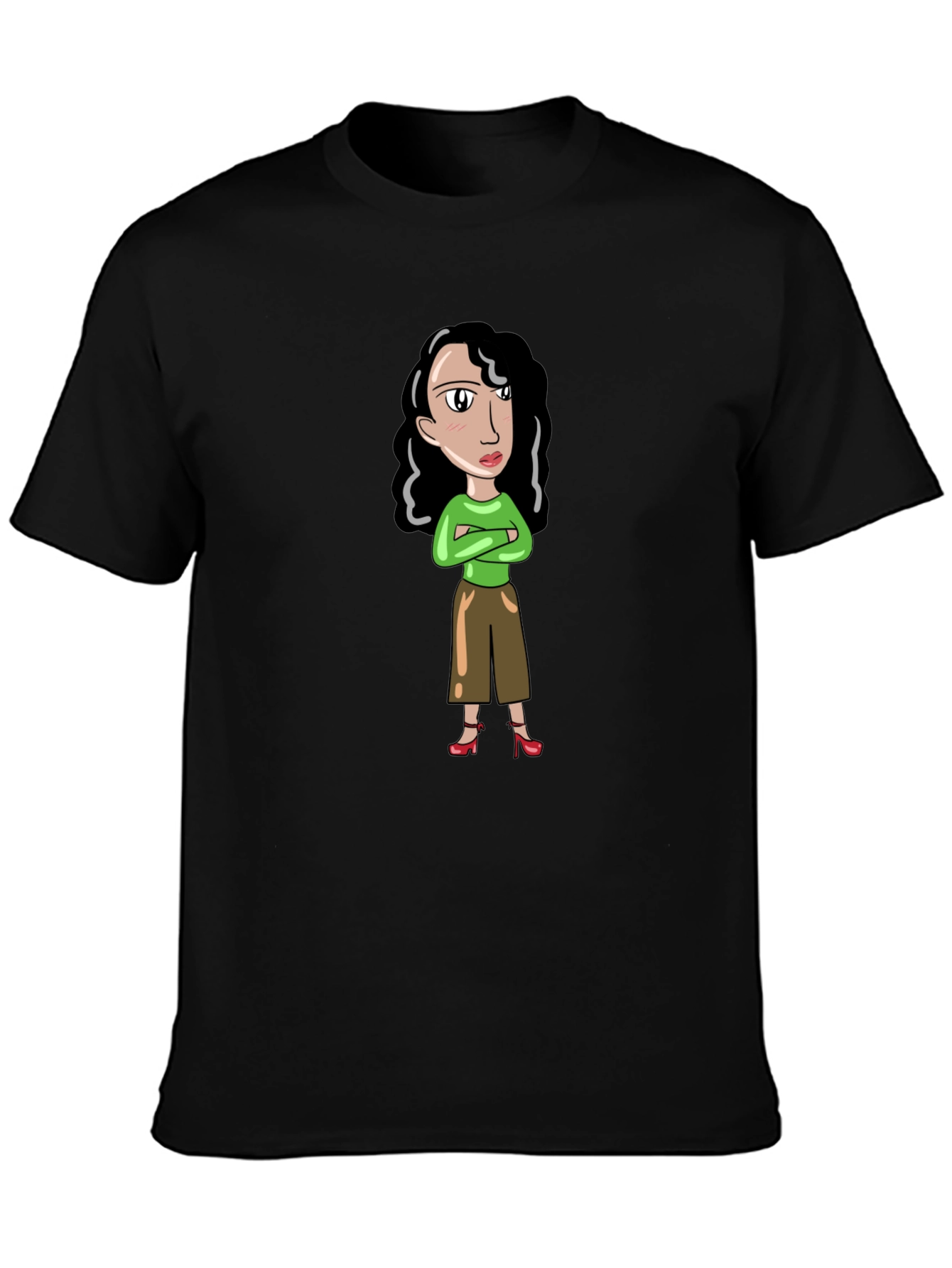 Cartoon Woman Graphic T-Shirt