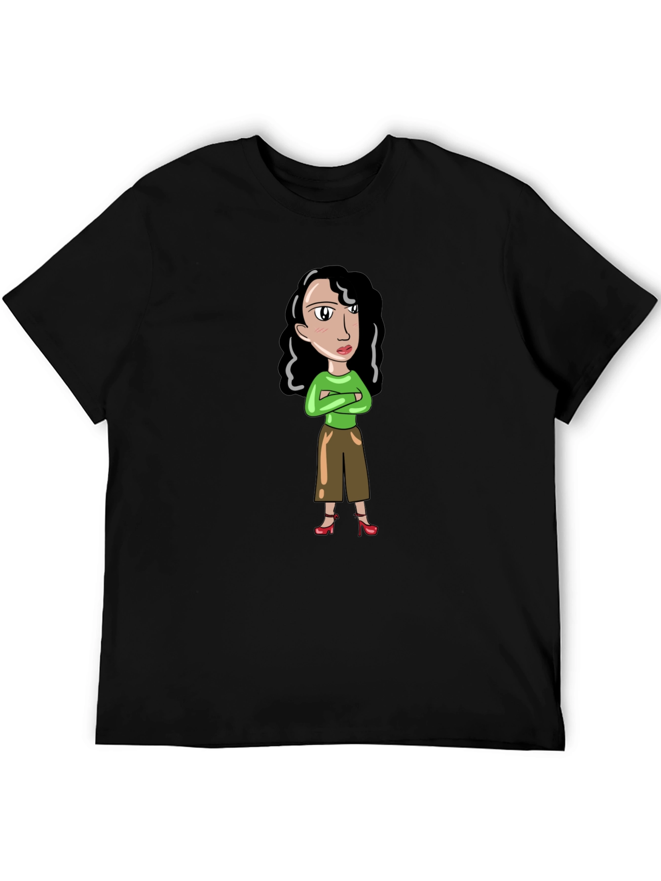 Cartoon Woman Graphic T-Shirt