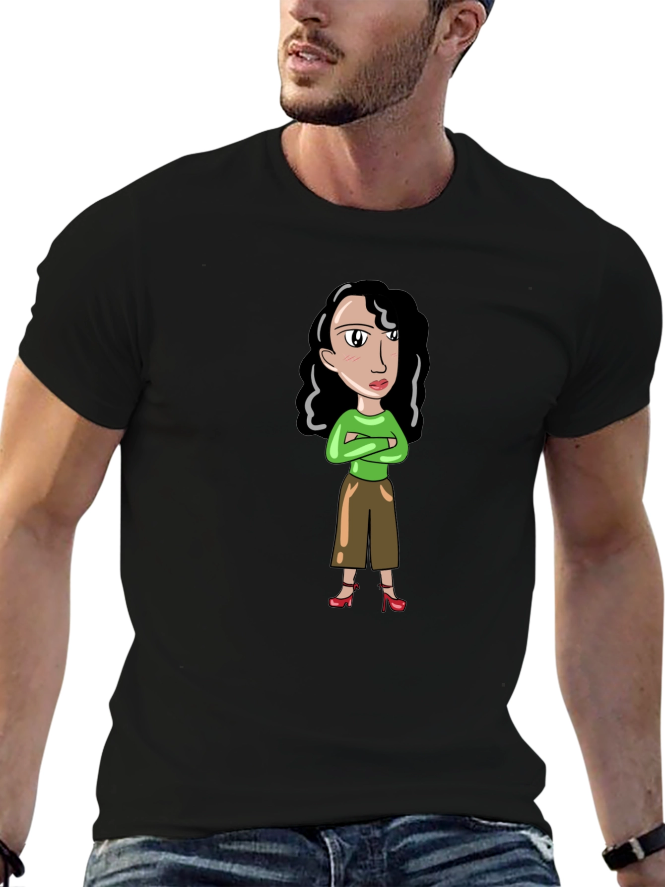 Cartoon Woman Graphic T-Shirt