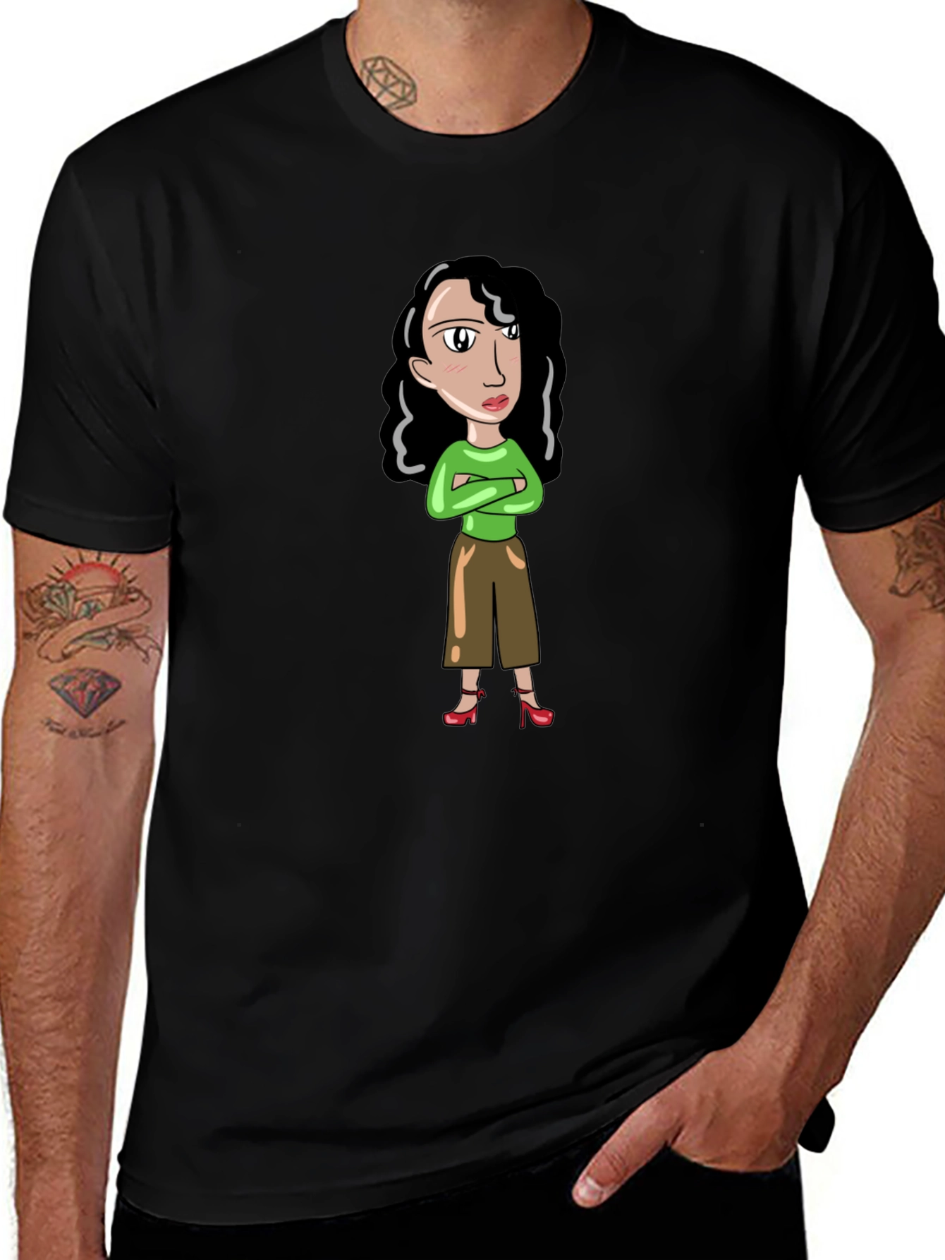 Cartoon Woman Graphic T-Shirt