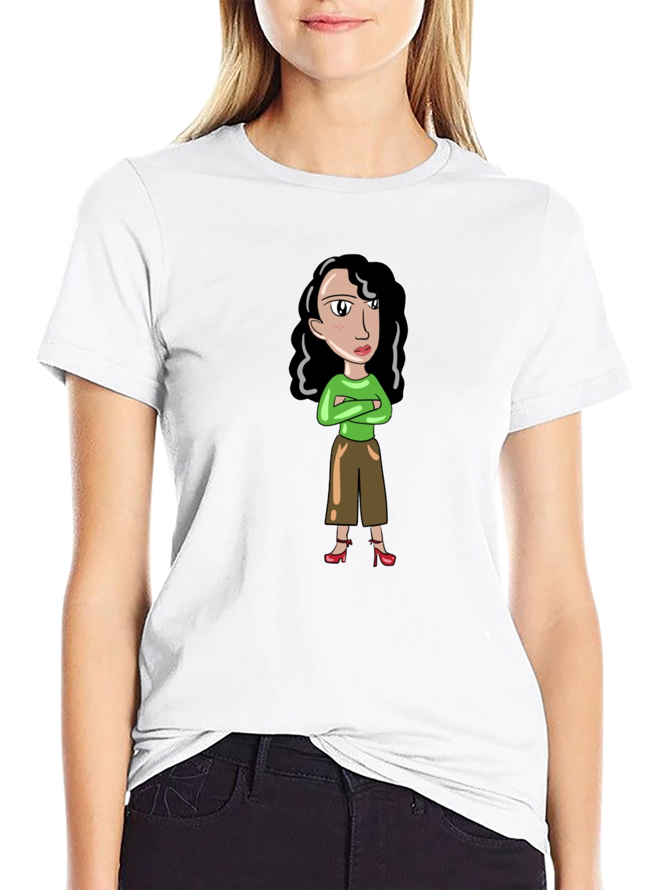 Cartoon Woman Graphic T-Shirt