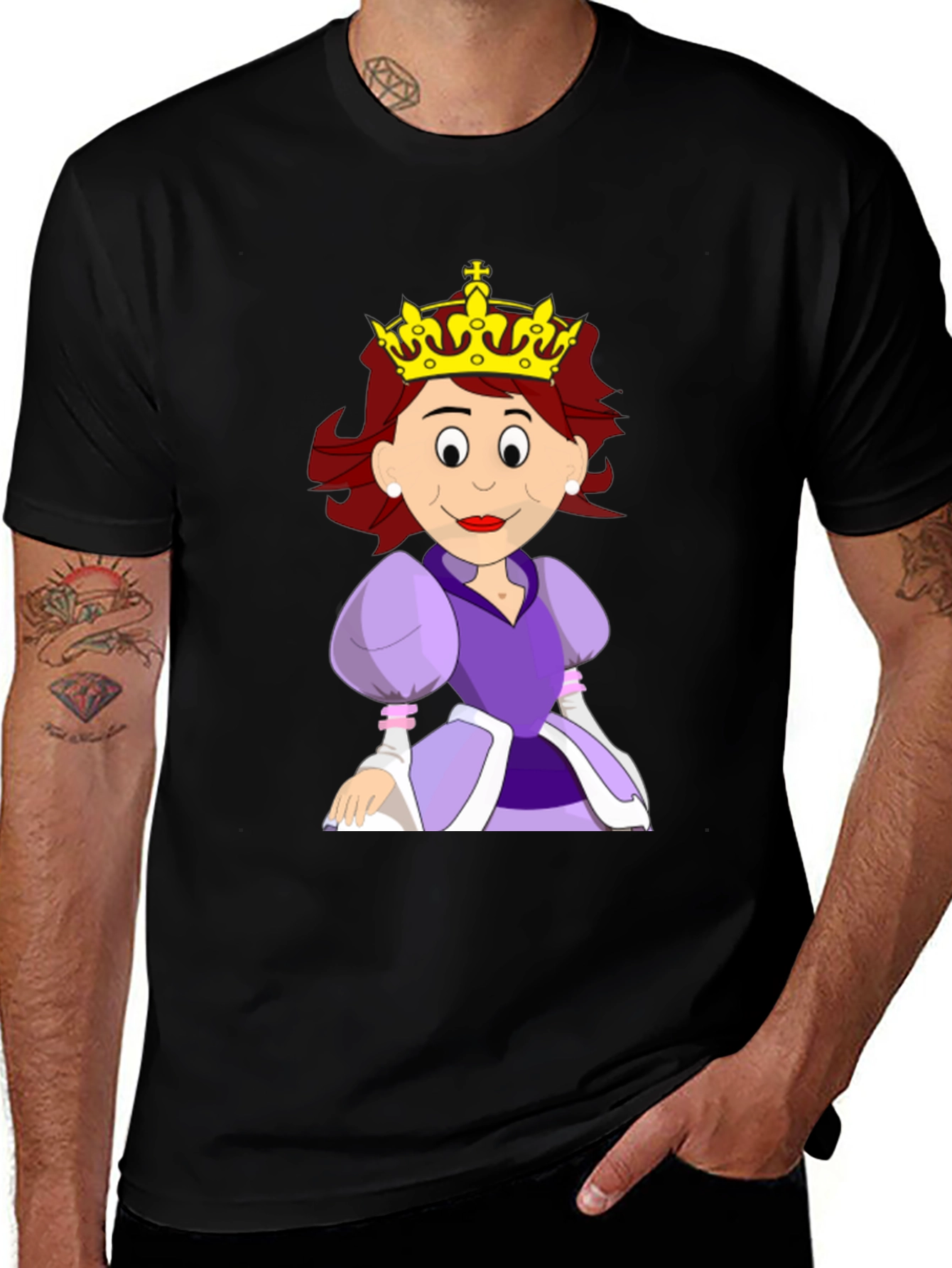 Queen Cartoon Graphic Black Tee