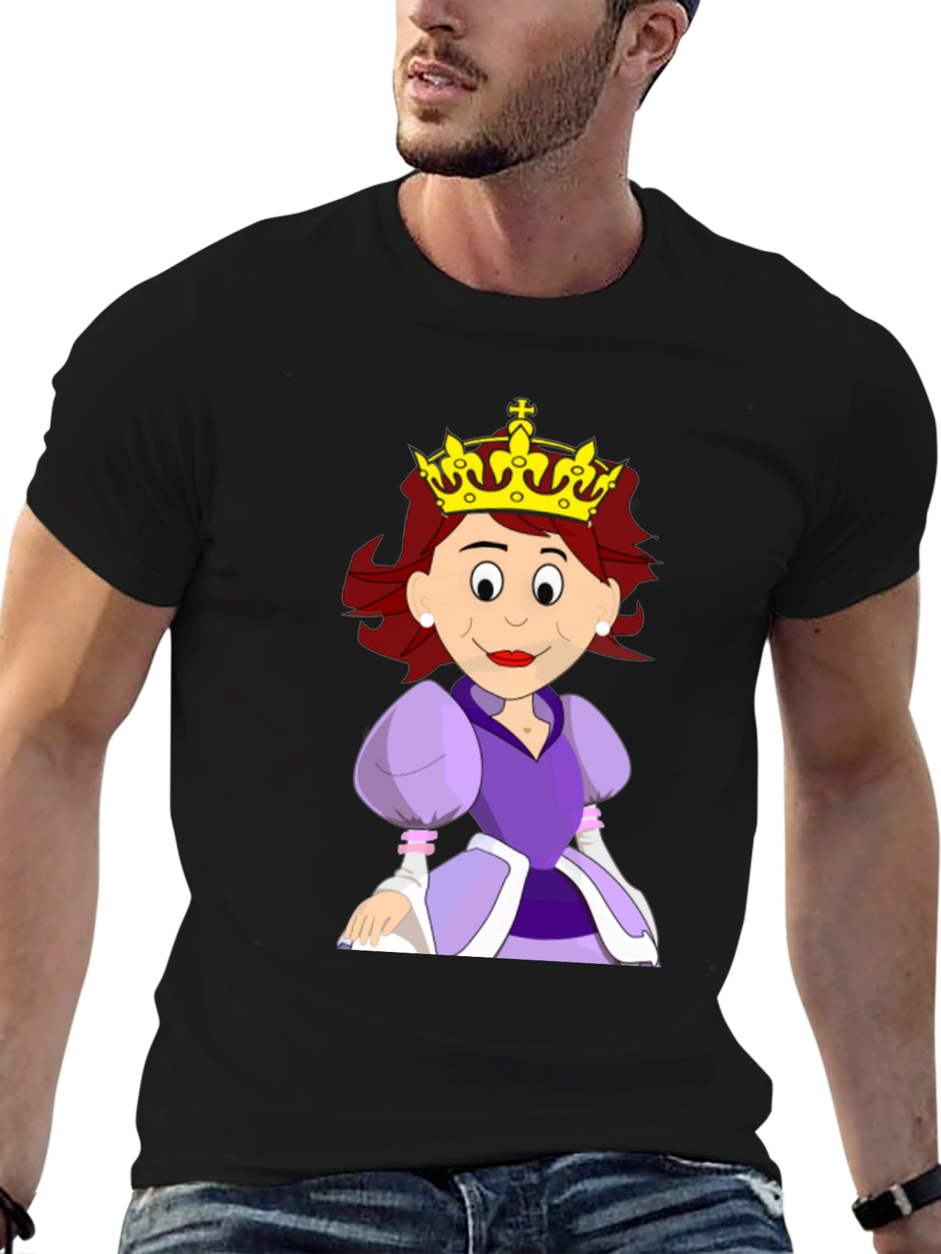 Queen Cartoon Graphic Black Tee