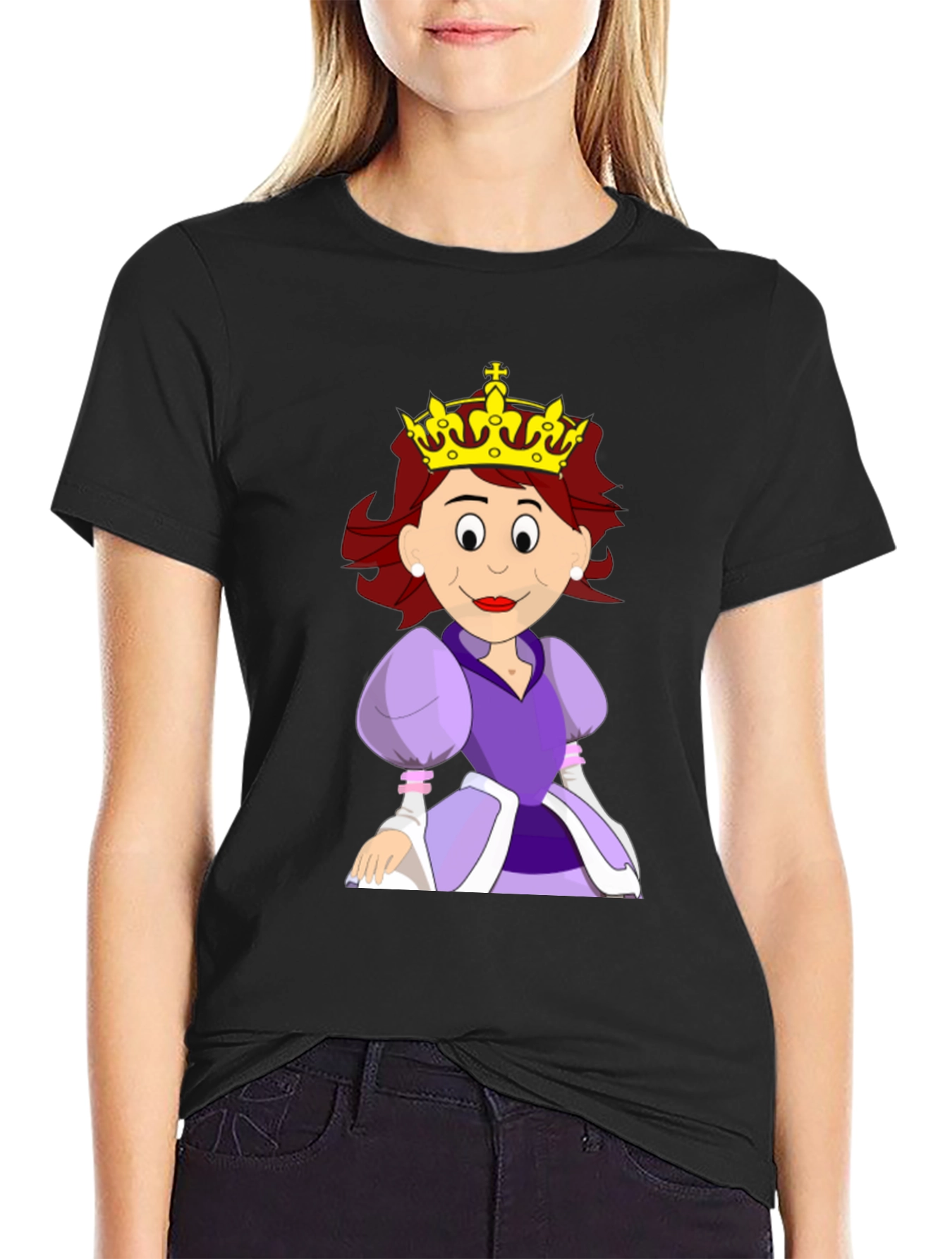 Queen Cartoon Graphic Black Tee