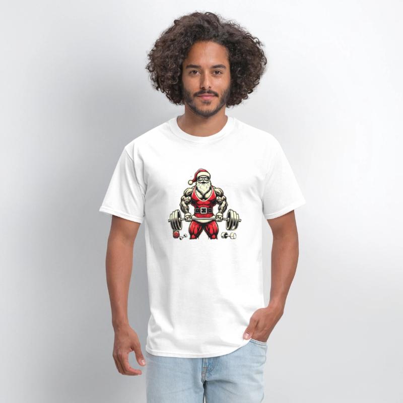 Muscular Santa Gym Lover T-Shirt – Bold Christmas