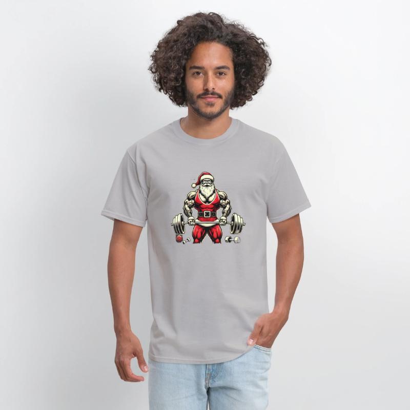 Muscular Santa Gym Lover T-Shirt – Bold Christmas