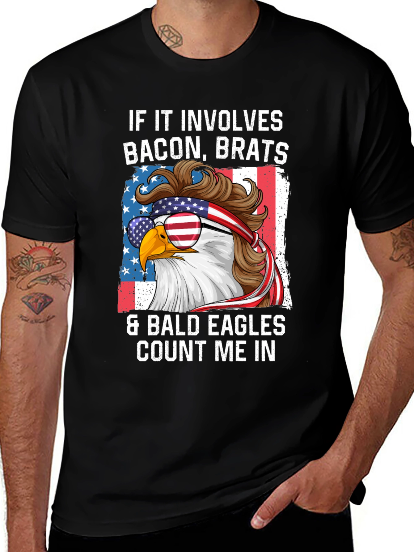 Bacon Brats & Bald Eagles Patriotic T-Shirt