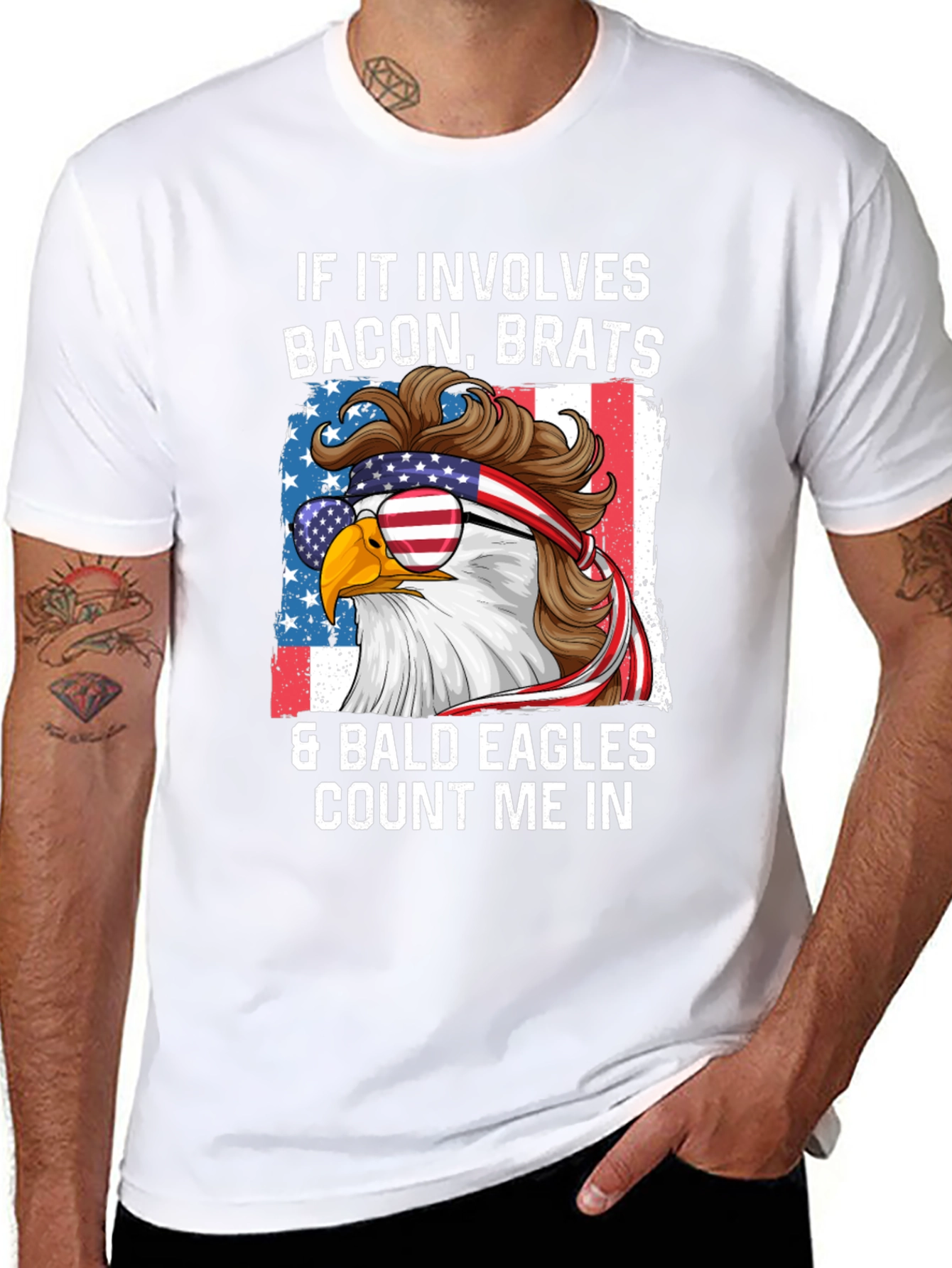 Bacon Brats & Bald Eagles Patriotic T-Shirt