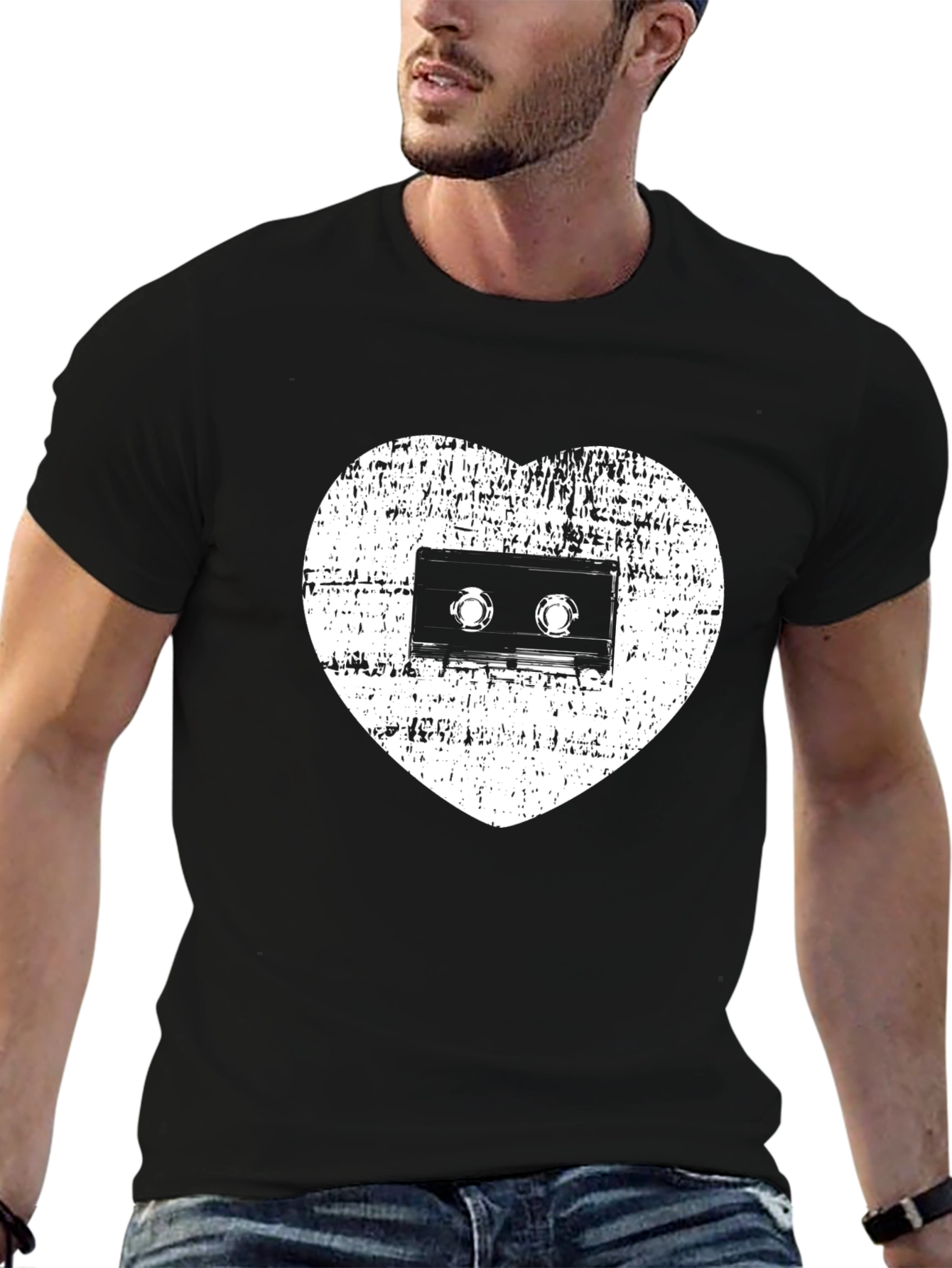 Retro Music Lover T-Shirt - Cassette Heart