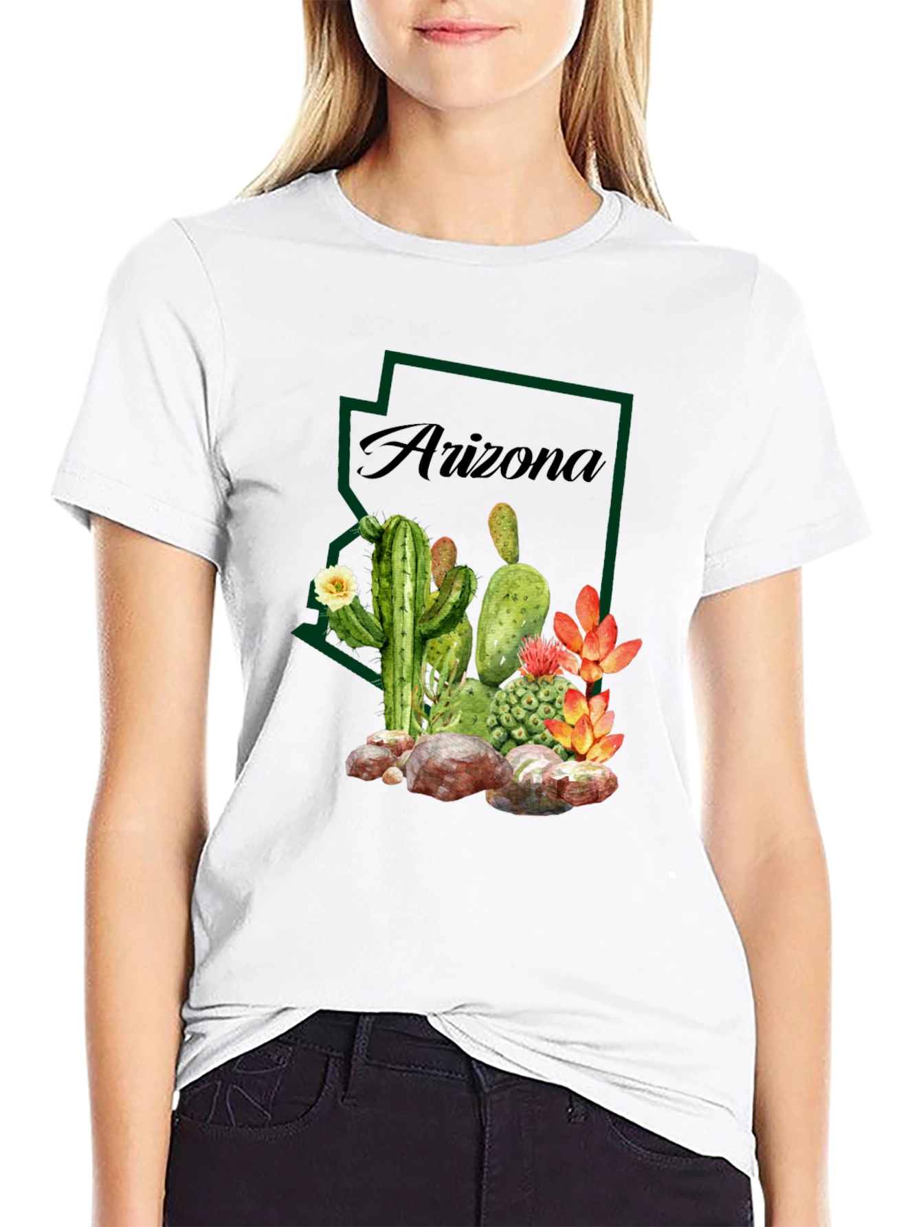 Arizona Cactus Graphic Tee - Desert State Pride T-Shirt