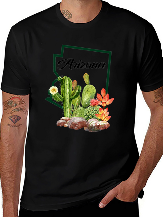 Arizona Cactus Graphic Tee - Desert State Pride T-Shirt
