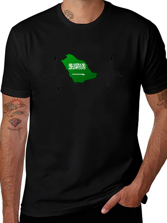 Saudi Arabia Heartbeat T-Shirt - Black