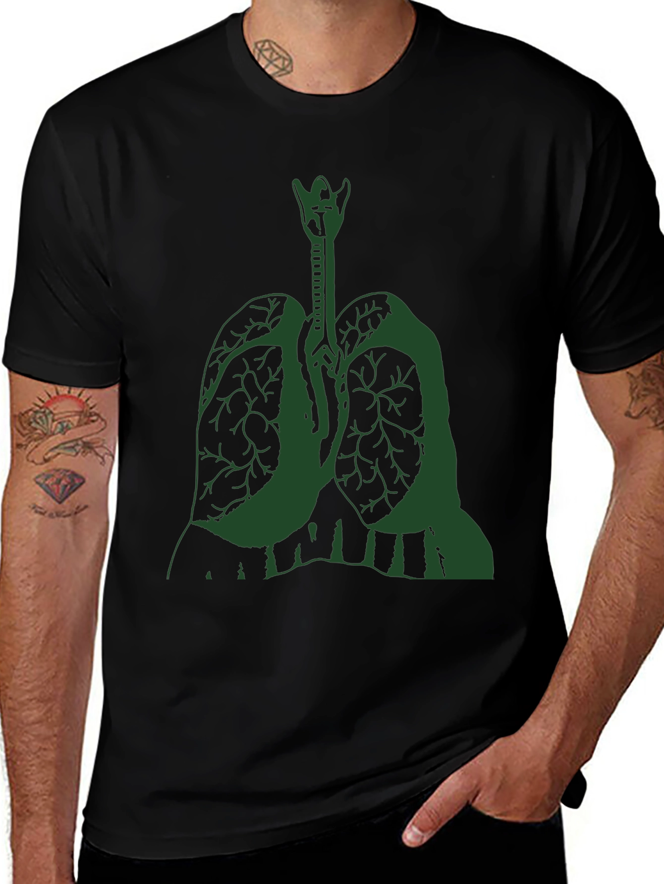 Anatomical Lung Graphic Tee - Black