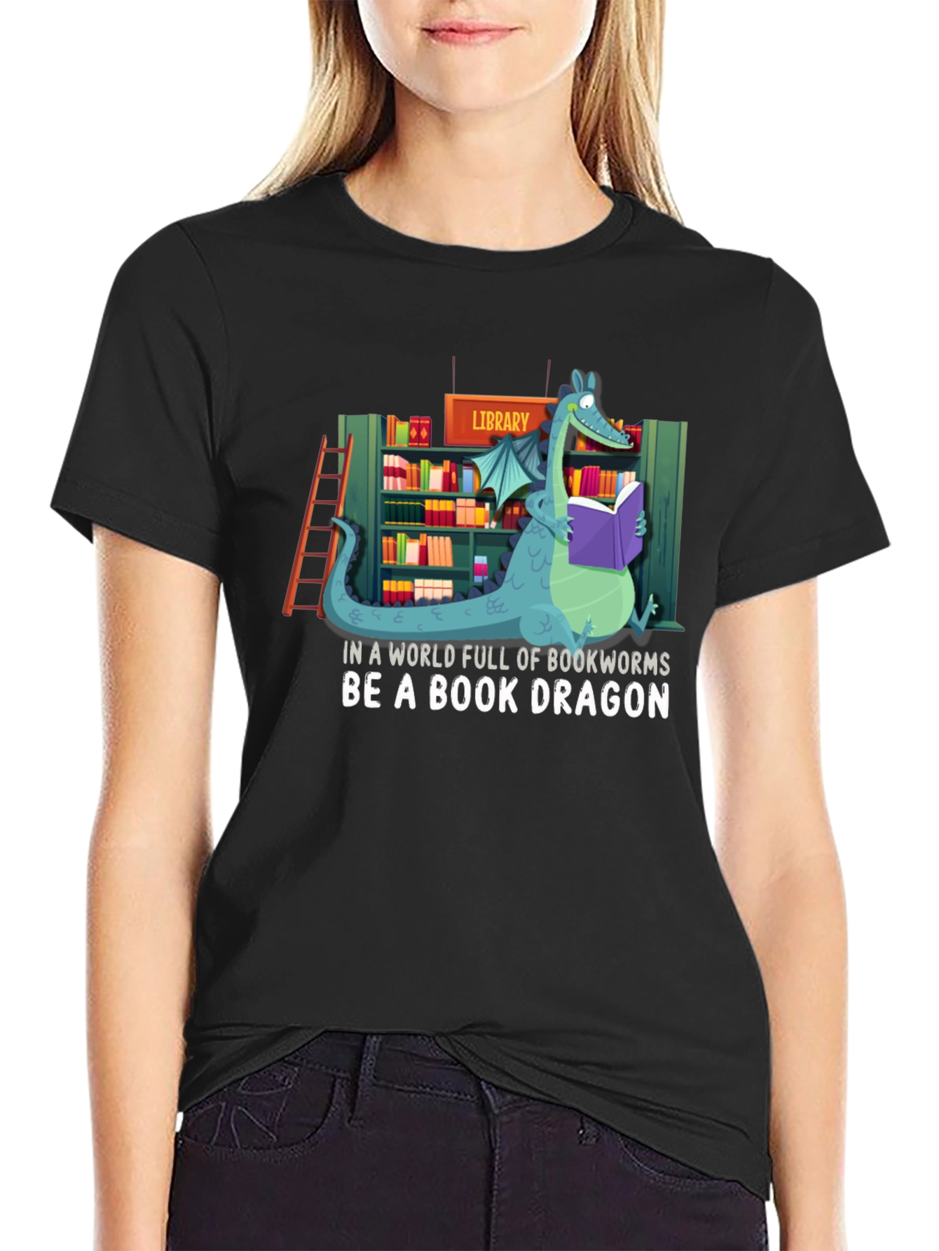 Book Dragon T-Shirt - Library Lover Apparel