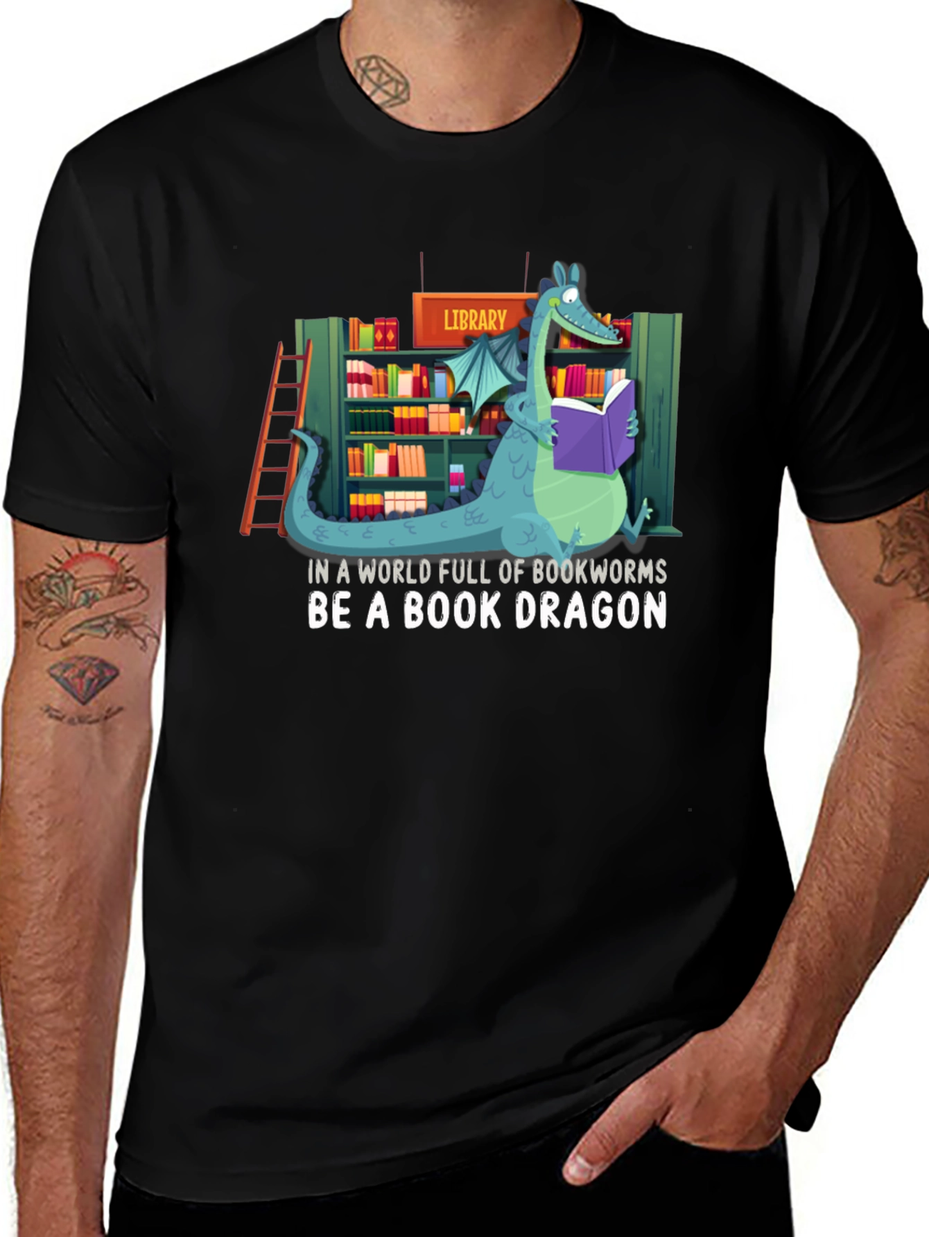Book Dragon T-Shirt - Library Lover Apparel
