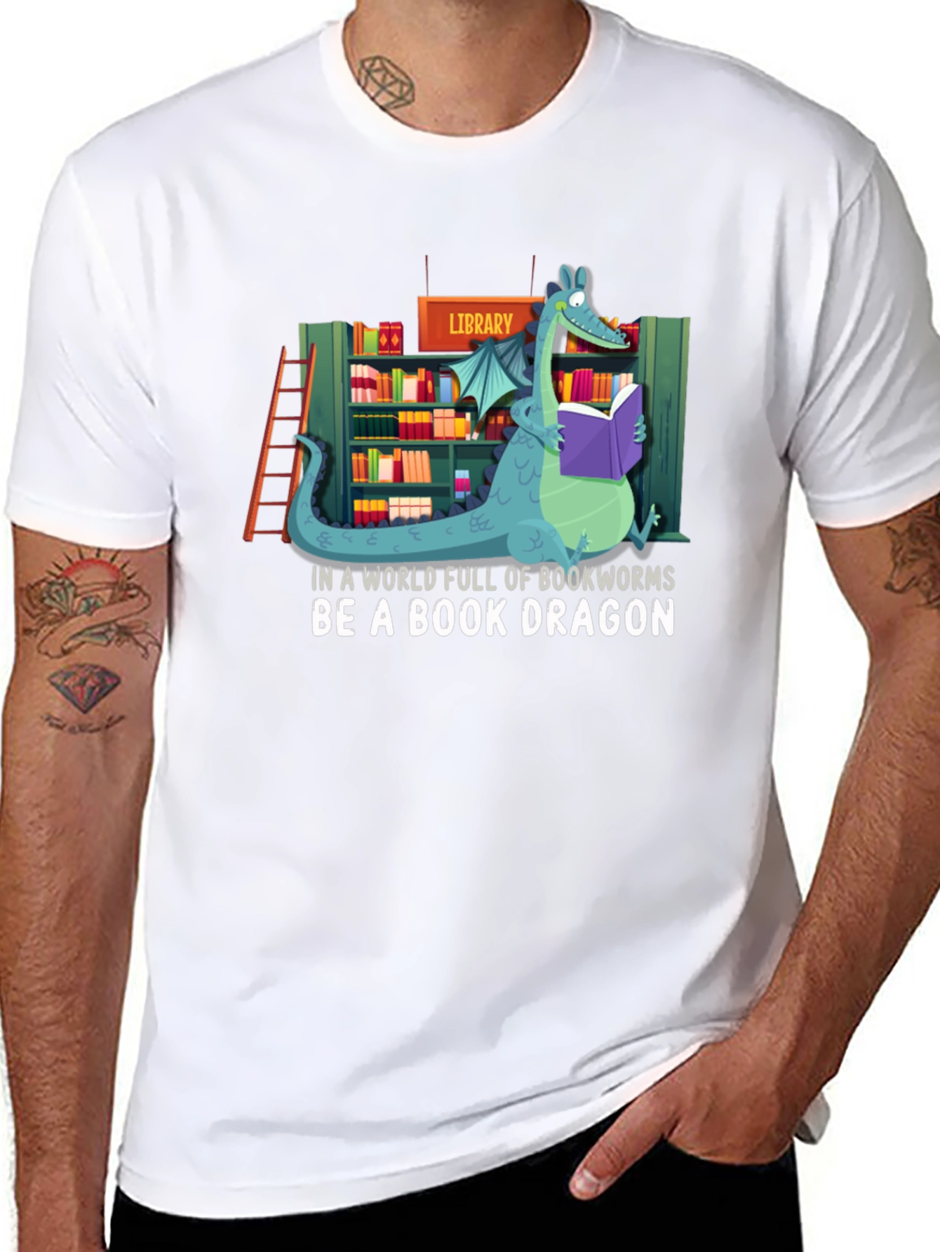 Book Dragon T-Shirt - Library Lover Apparel