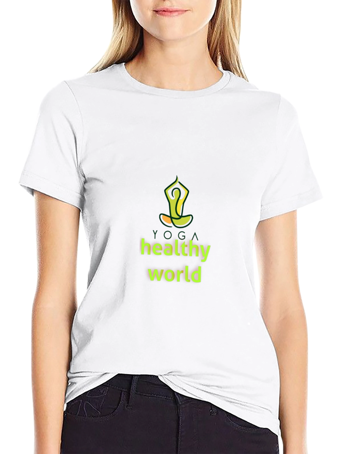 Yoga Healthy World Black T-Shirt
