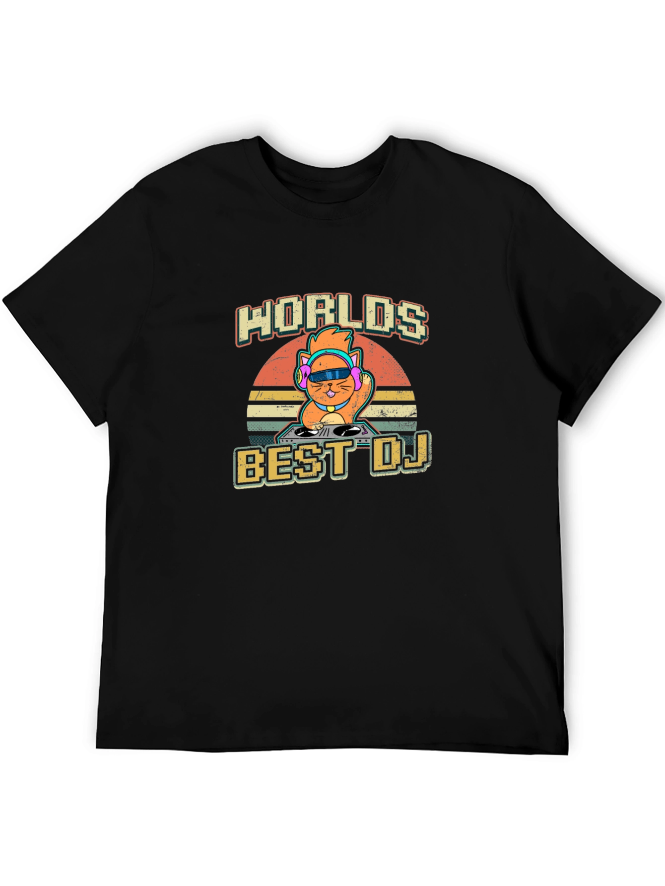 Worlds Best DJ Cat Graphic T-Shirt