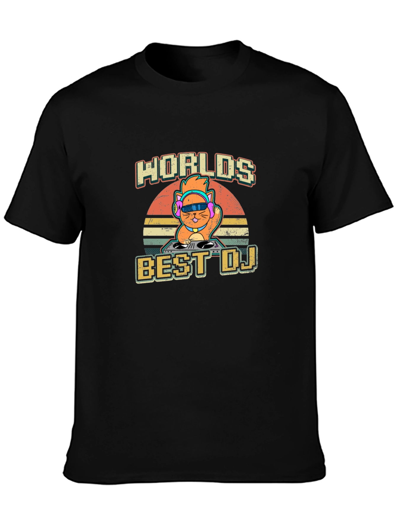 Worlds Best DJ Cat Graphic T-Shirt
