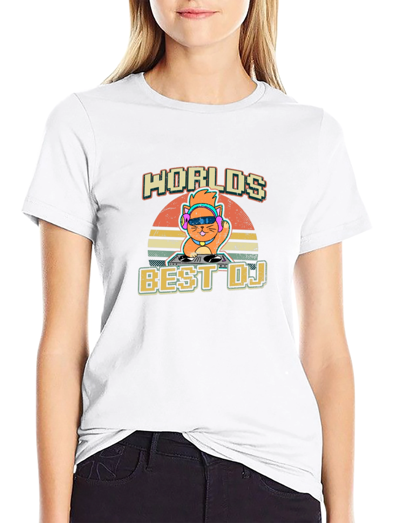 Worlds Best DJ Cat Graphic T-Shirt