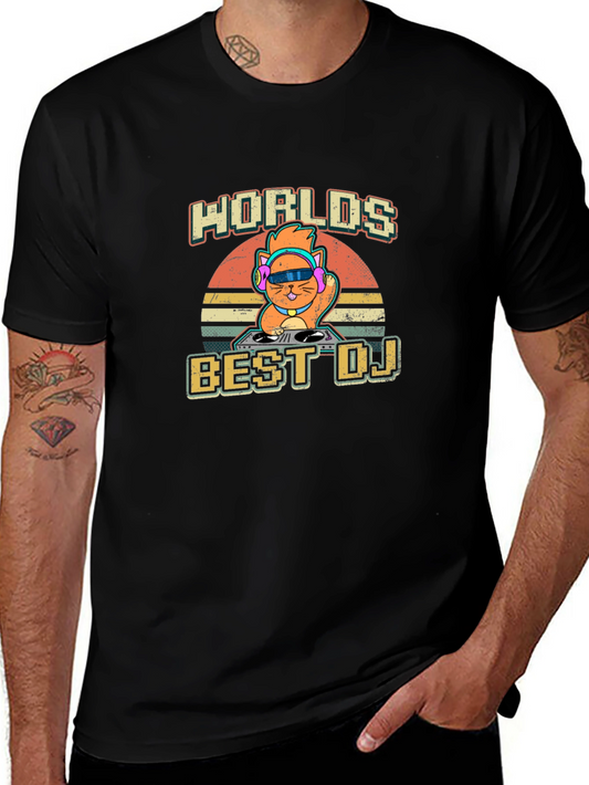 Worlds Best DJ Cat Graphic T-Shirt